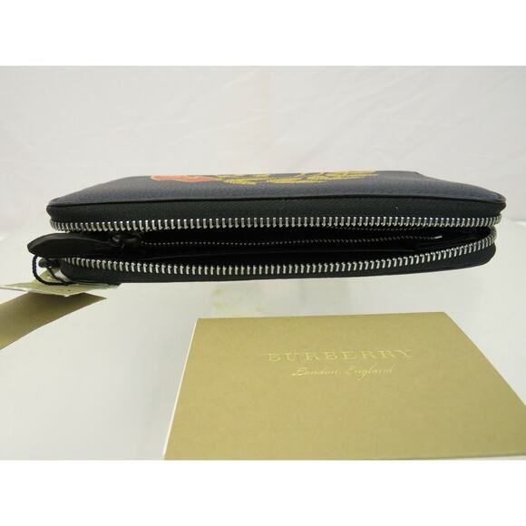 NWT BURBERRY 8005979 STORM BLUE LEATHER CREST LOGO ZIP CONTINENTAL WALLET $640 - Picture 11 of 12